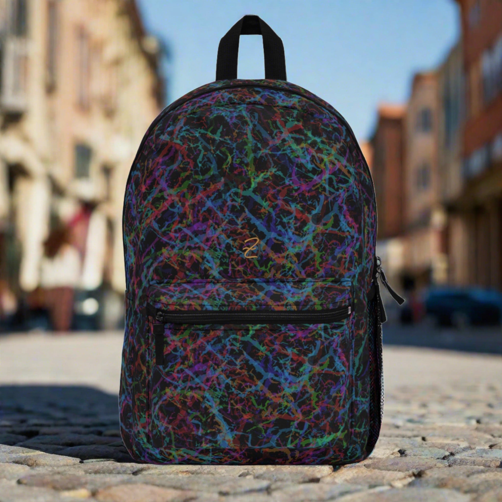 Light Color Backpack Light Backpack - Dark Rainbow Lightening Design 7712 – Zaleski Designs