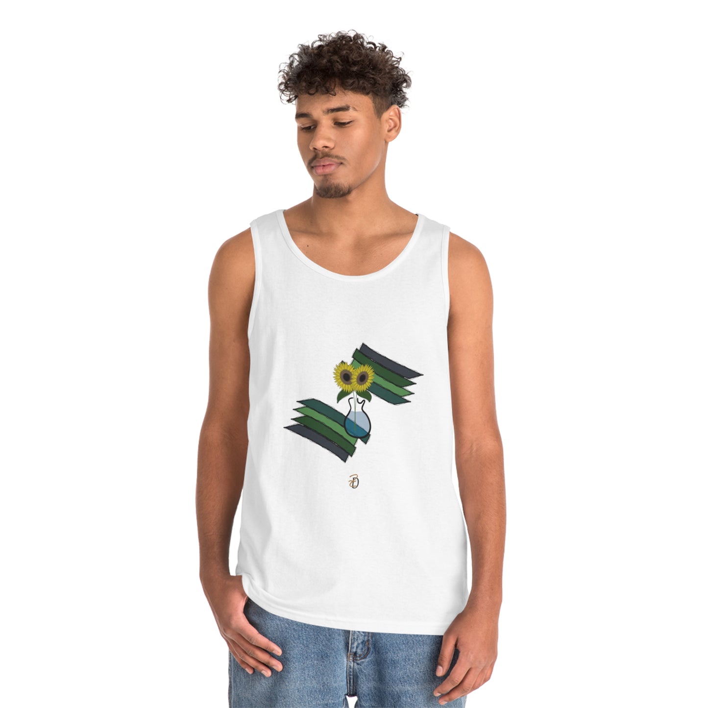 Sunflower Guitar Vase Unisex Tank Top - Design 7702