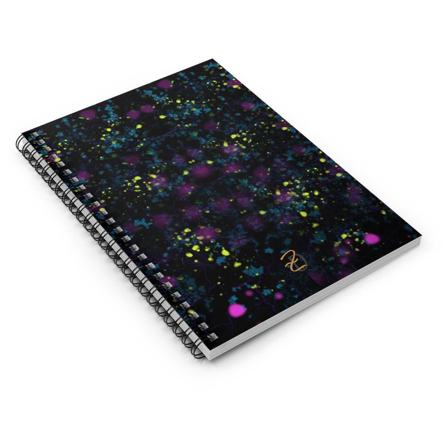 Digital Dark Splatter Ruled Spiral Notebook - Design 7703