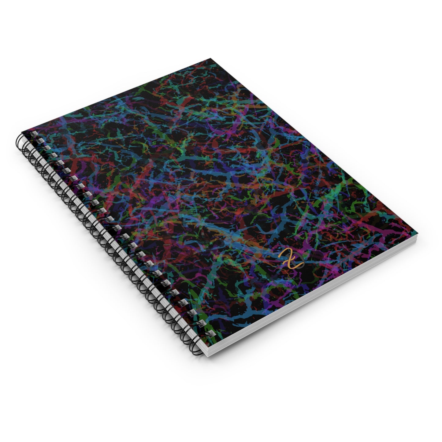 Dark Rainbow Lightening Ruled Spiral Notebook - Design 7712