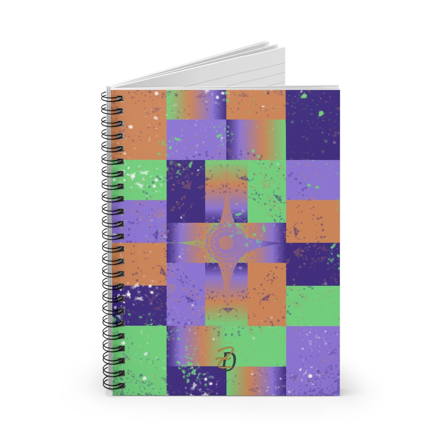 Purple Star Splat Ruled Spiral Notebook - Design 7705