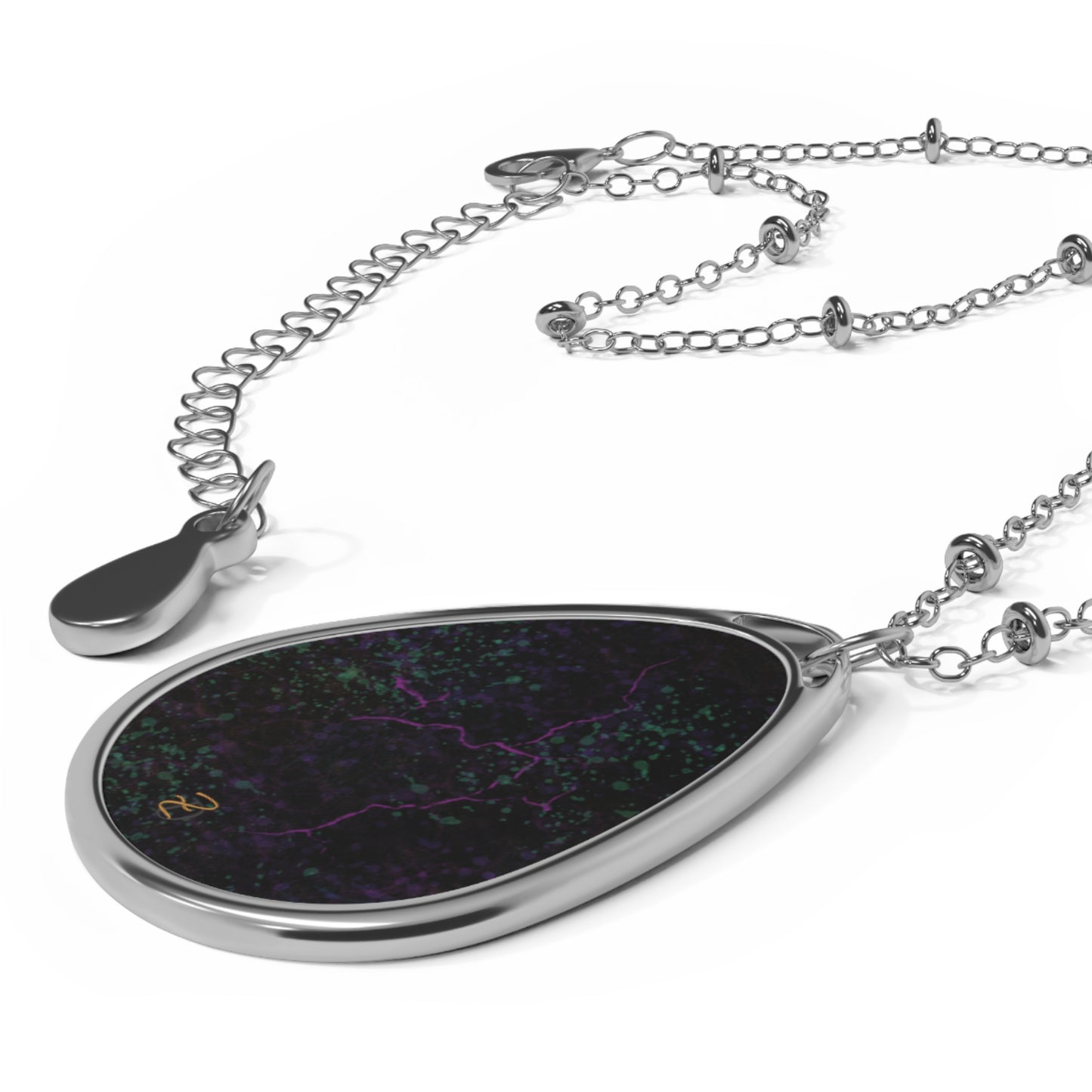 Digital Dark Chaos Oval Necklace - Design 7711