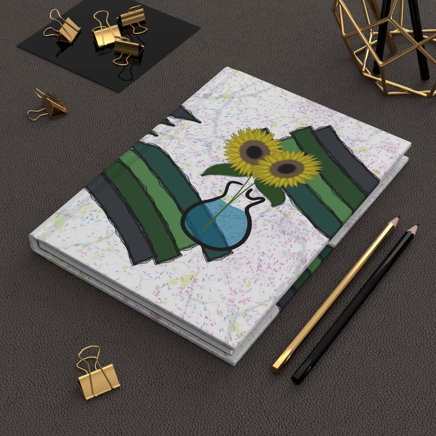 Sunflower Guitar Vase Hardcover Journal - Design 7702