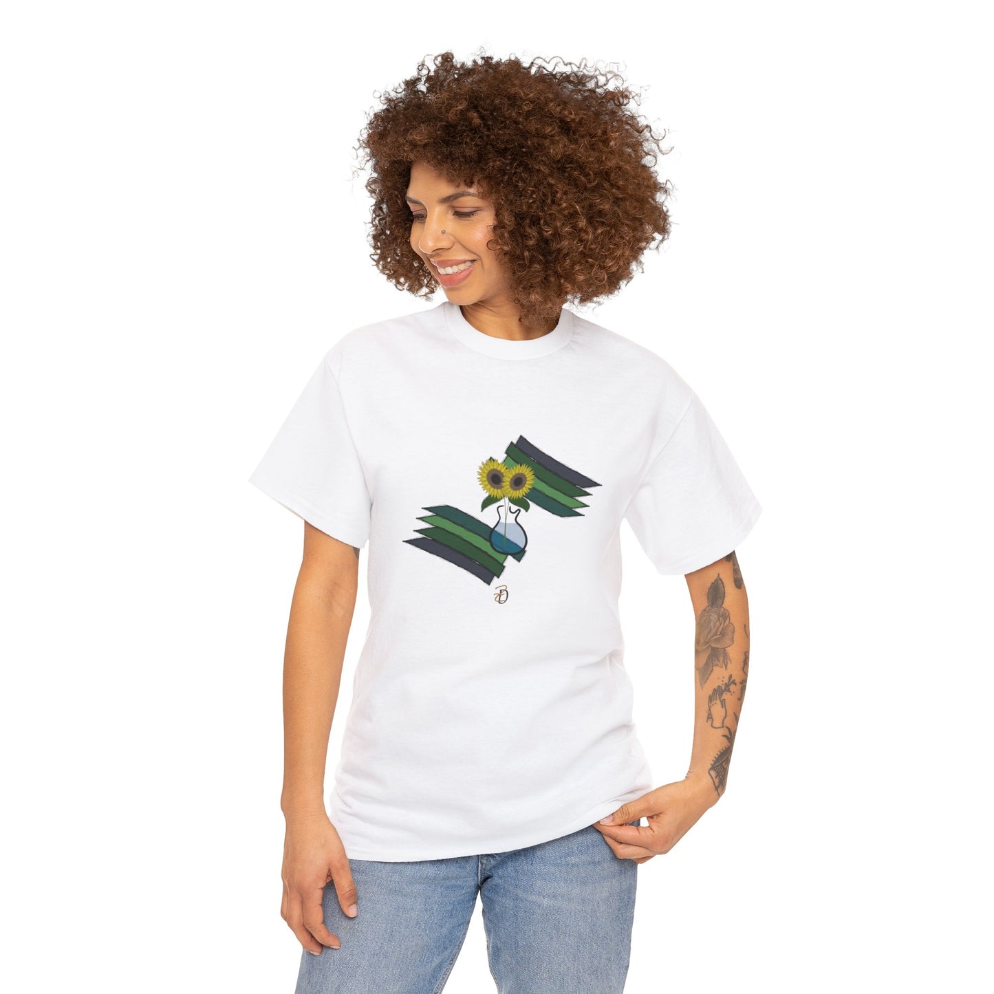 Unisex T-Shirt - Sunflower Guitar Vase Design 7702