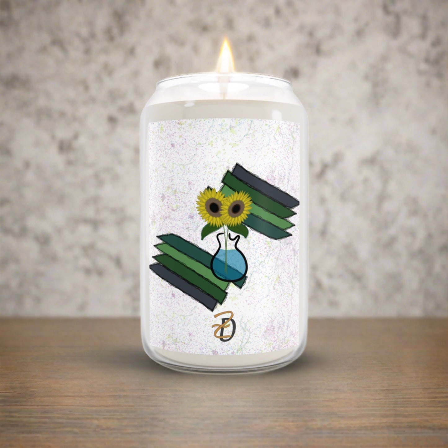 Sunflower Guitar Vase Scented Candle 13.75oz - Design 7702