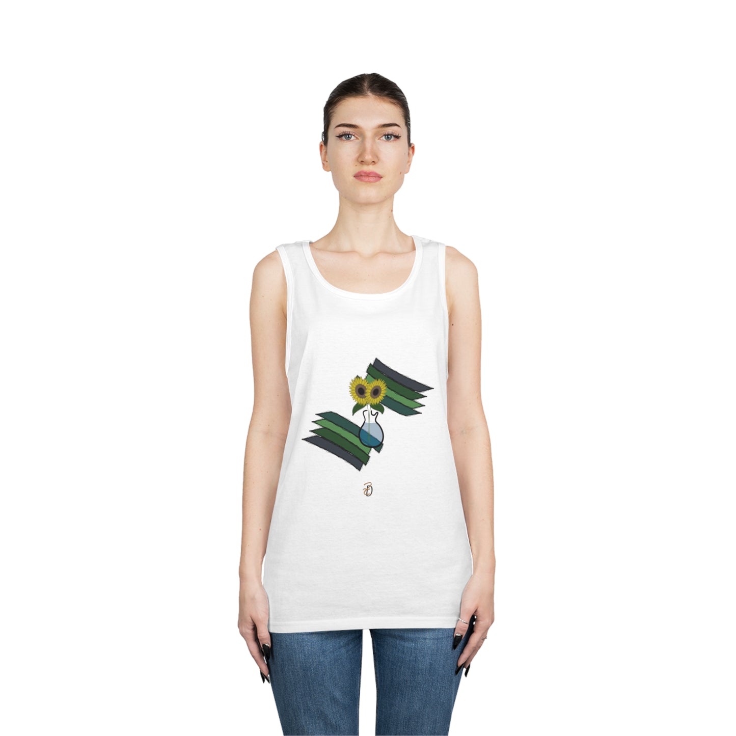 Sunflower Guitar Vase Unisex Tank Top - Design 7702