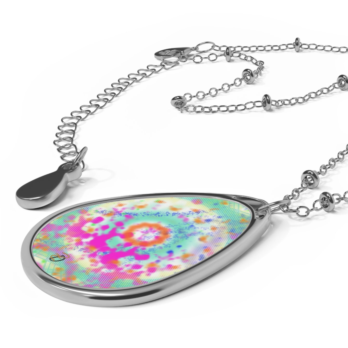 Digital Dye Splat Oval Necklace - Design 7710