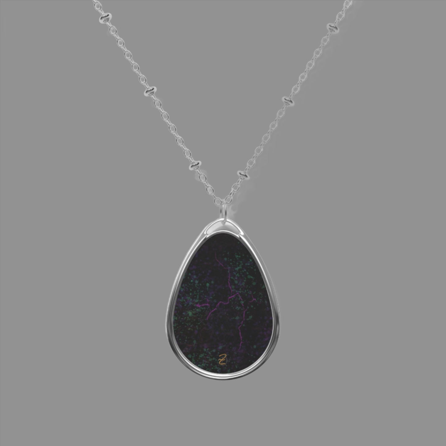 Digital Dark Chaos Oval Necklace - Design 7711