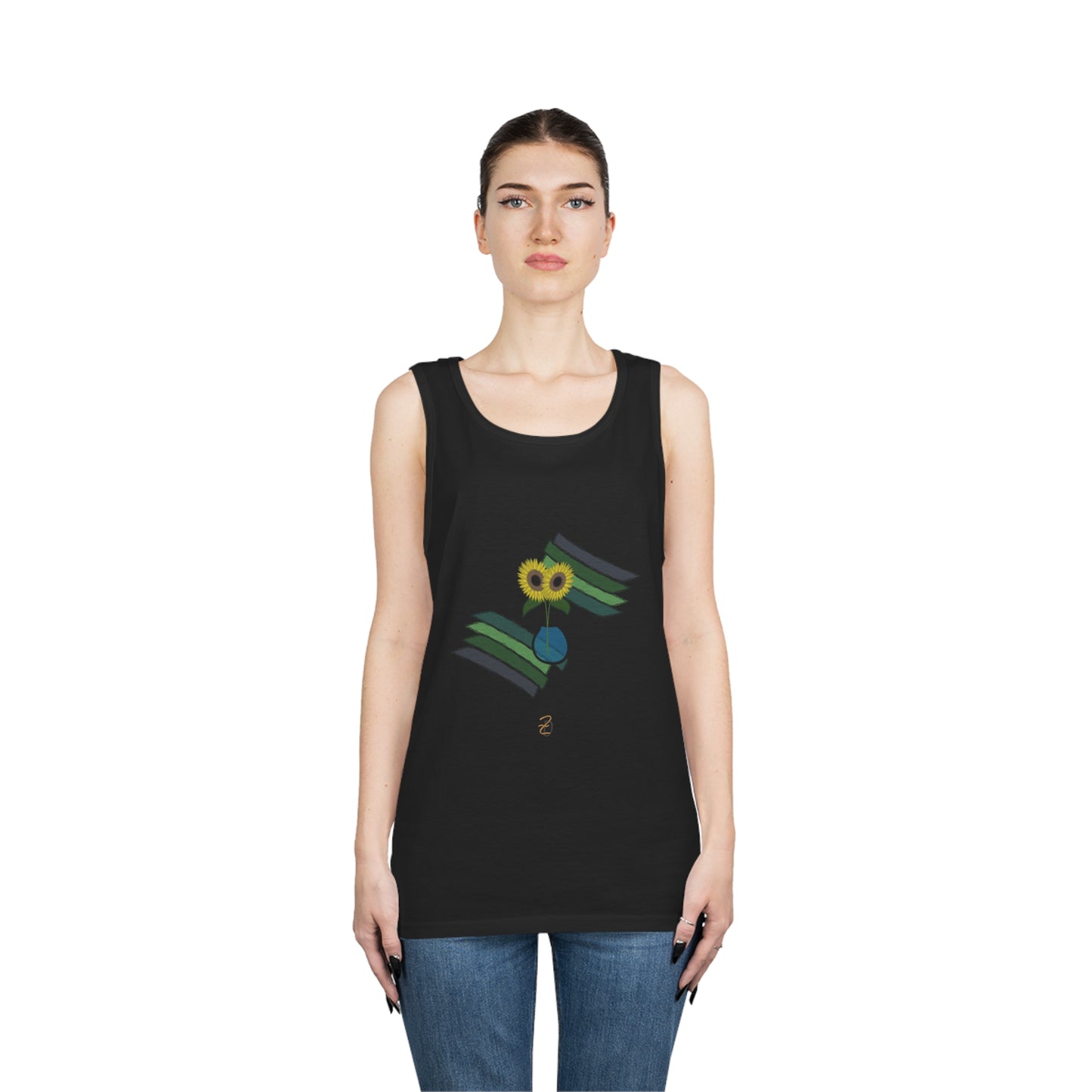 Sunflower Guitar Vase Unisex Tank Top - Design 7702