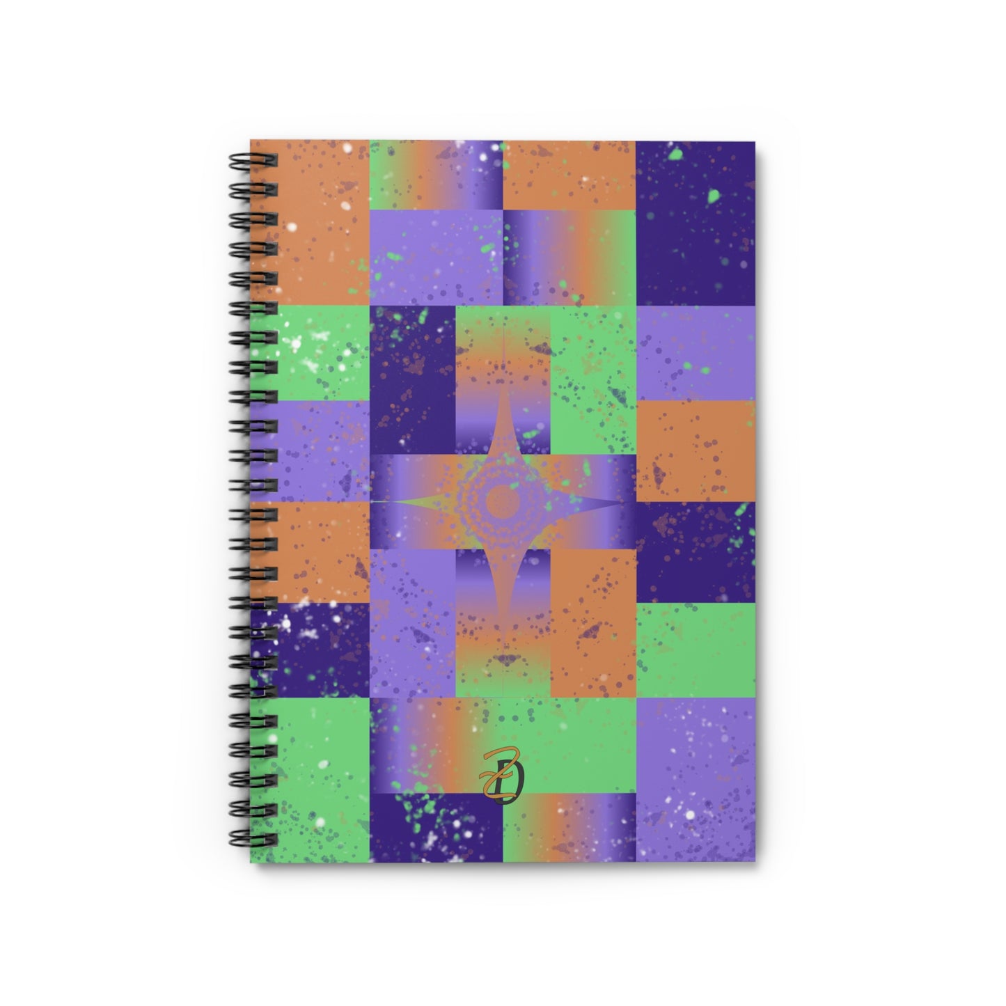 Purple Star Splat Ruled Spiral Notebook - Design 7705