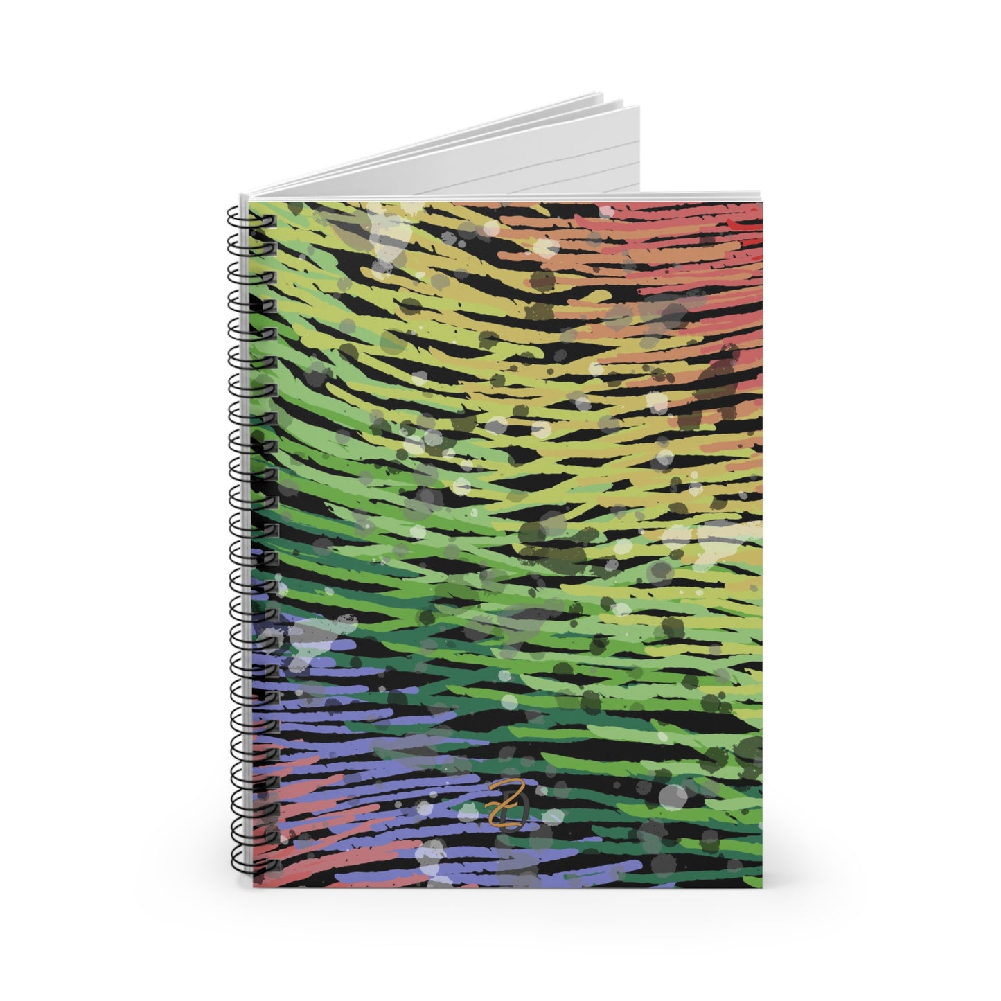 Nighttime Rainbow Ruled Spiral Notebook - Design 7717