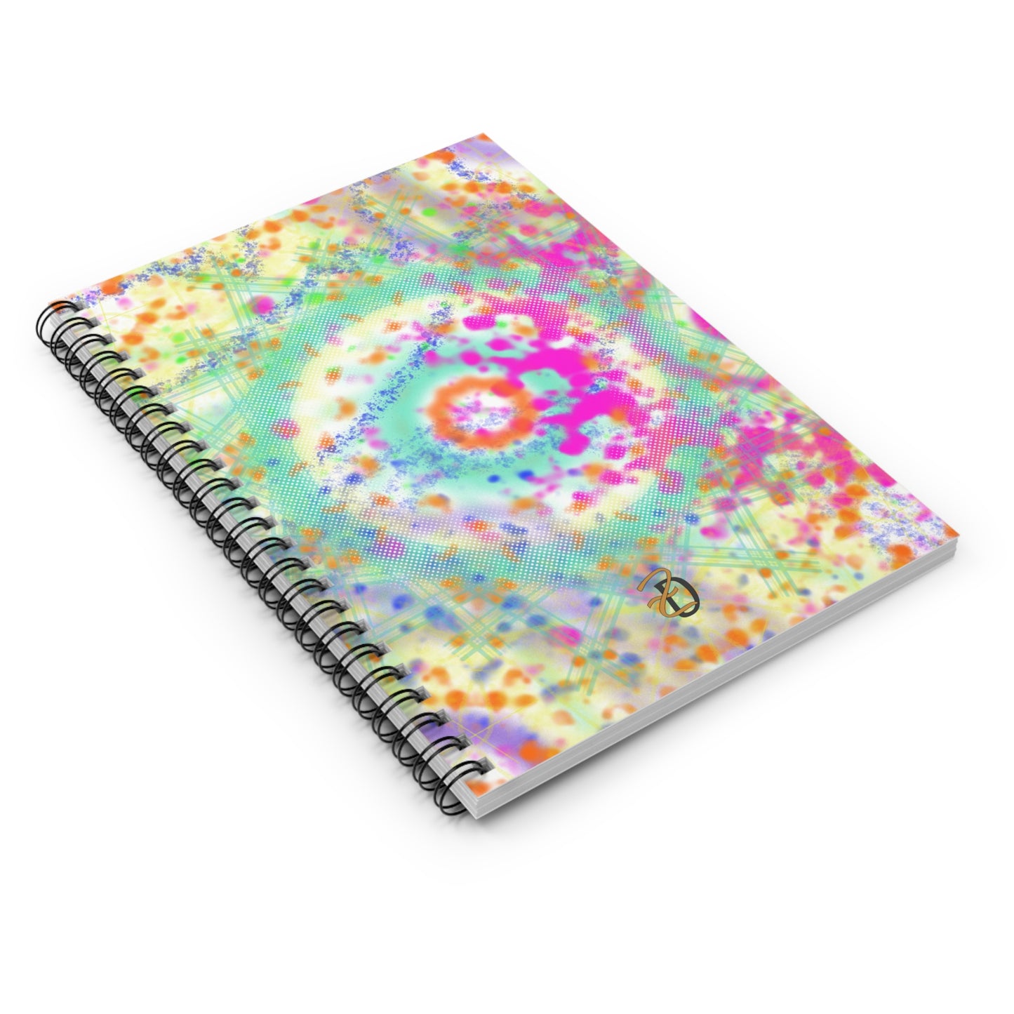 Digital Dye Splat Ruled Spiral Notebook - Design 7710