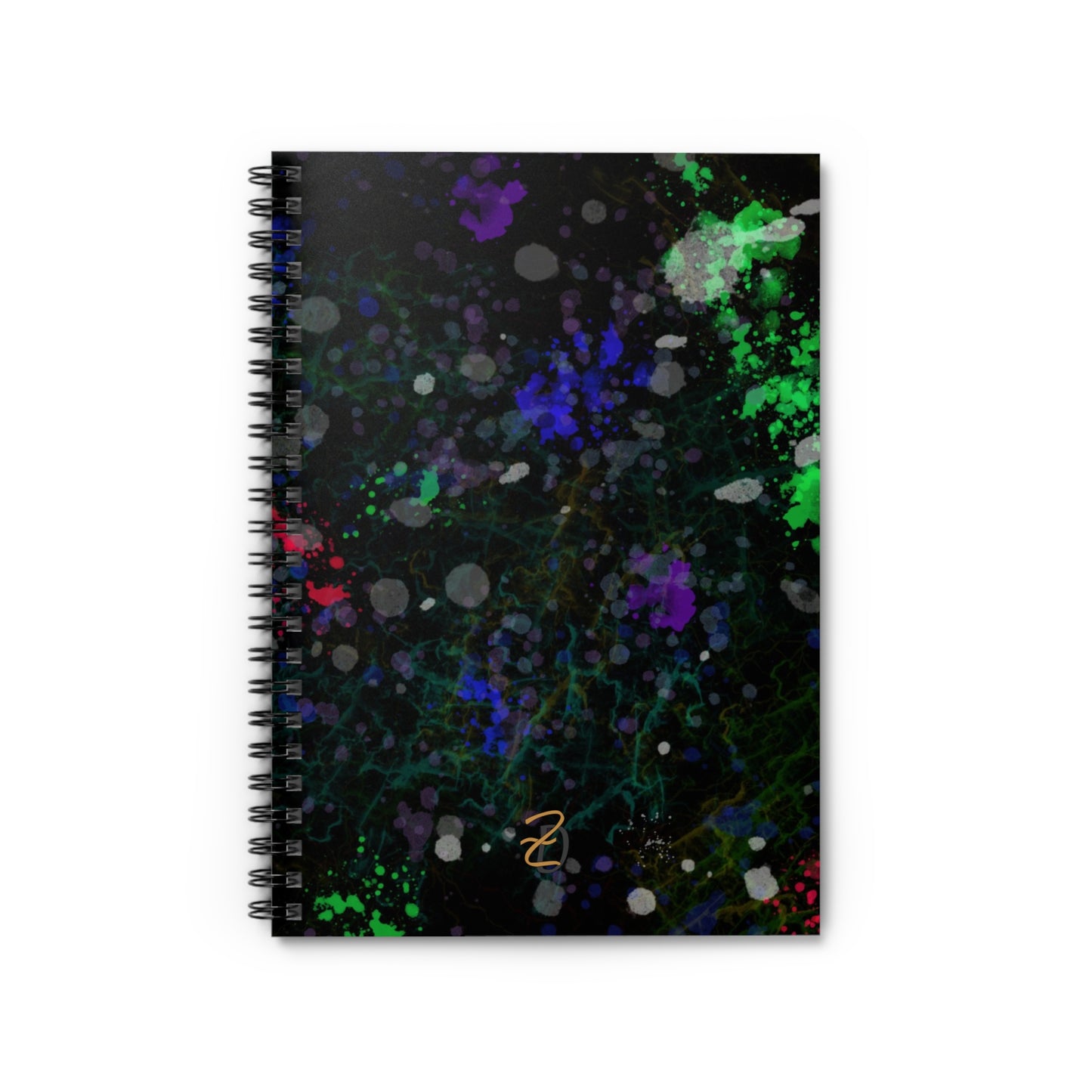 Green Lightening Splat Ruled Spiral Notebook - Design 7706