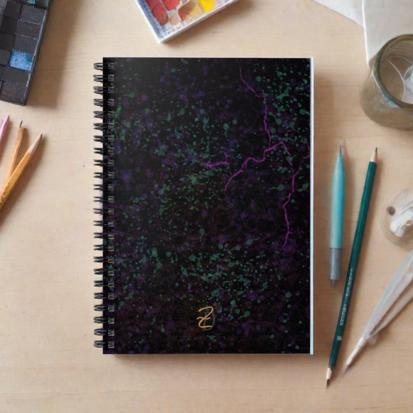 Digital Dark Chaos Ruled Spiral Notebook - Design 7711