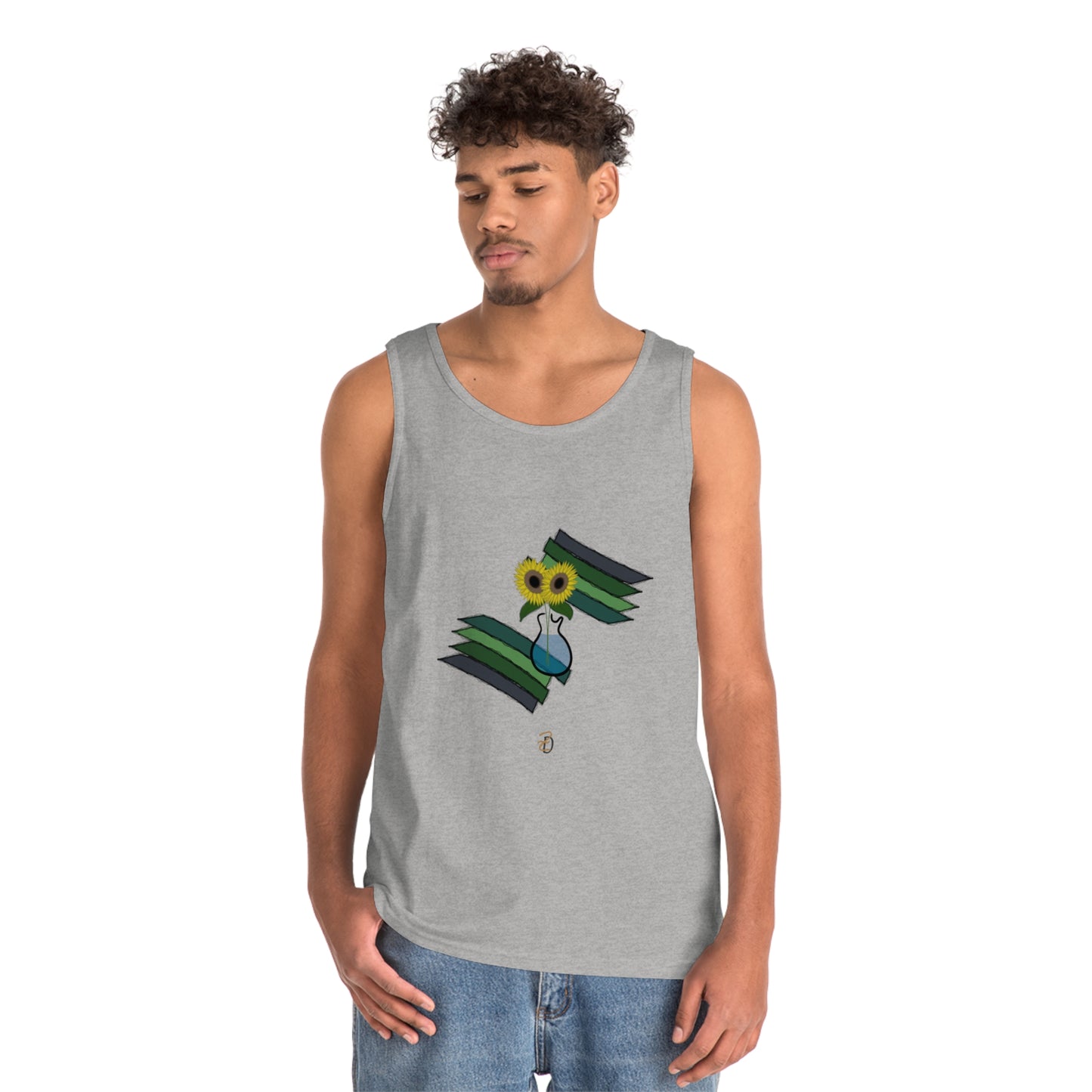 Sunflower Guitar Vase Unisex Tank Top - Design 7702