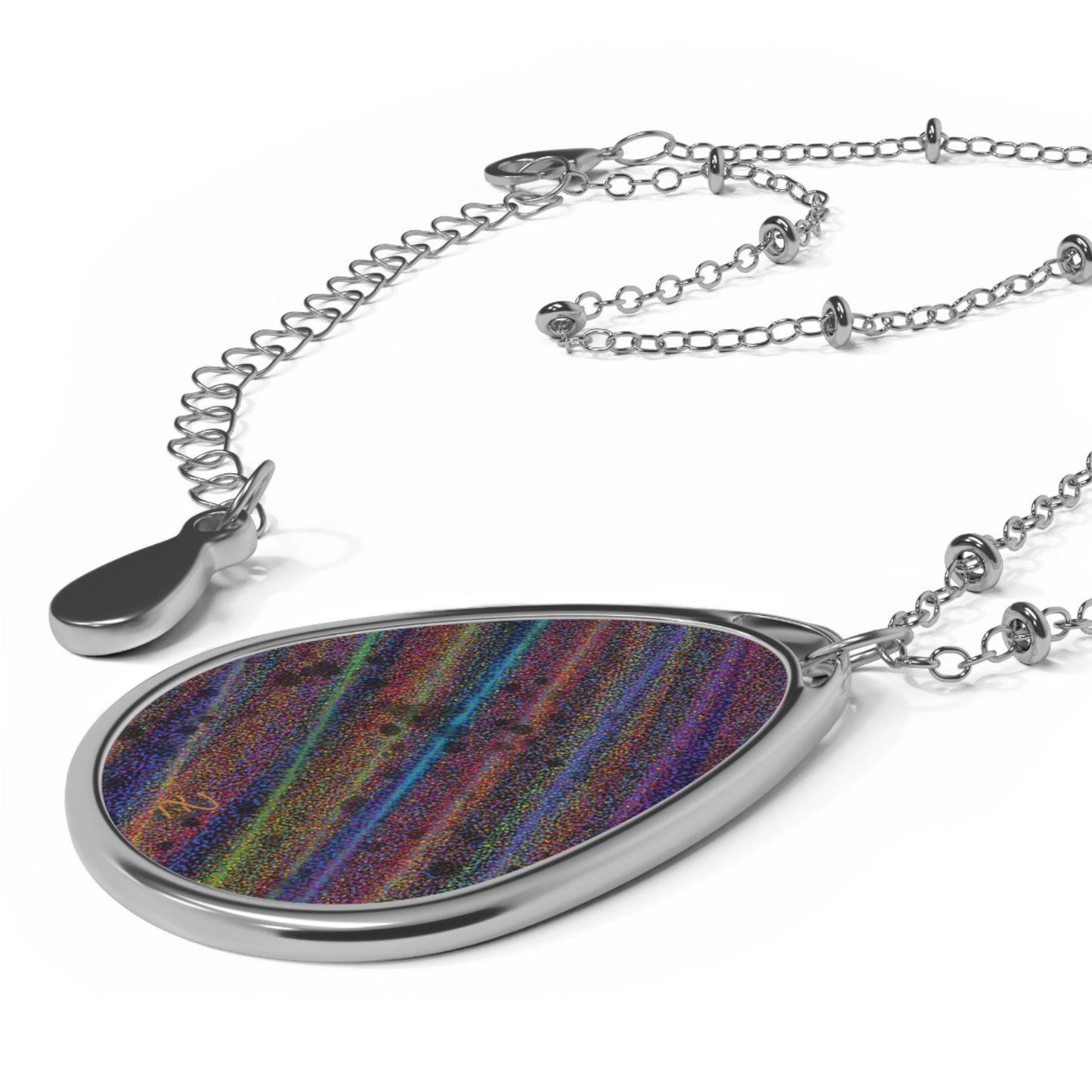 Static Rainbow Oval Necklace - Design 7718