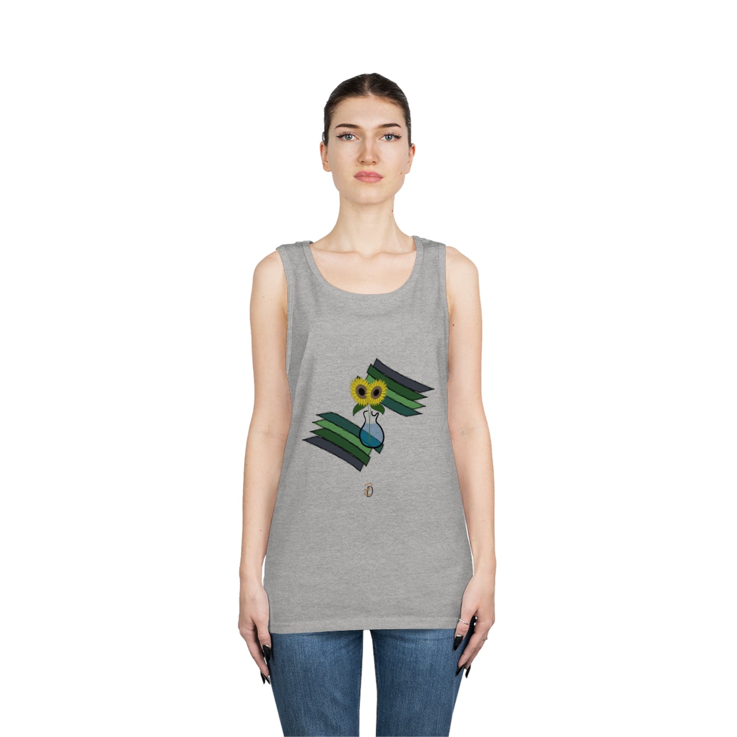 Sunflower Guitar Vase Unisex Tank Top - Design 7702