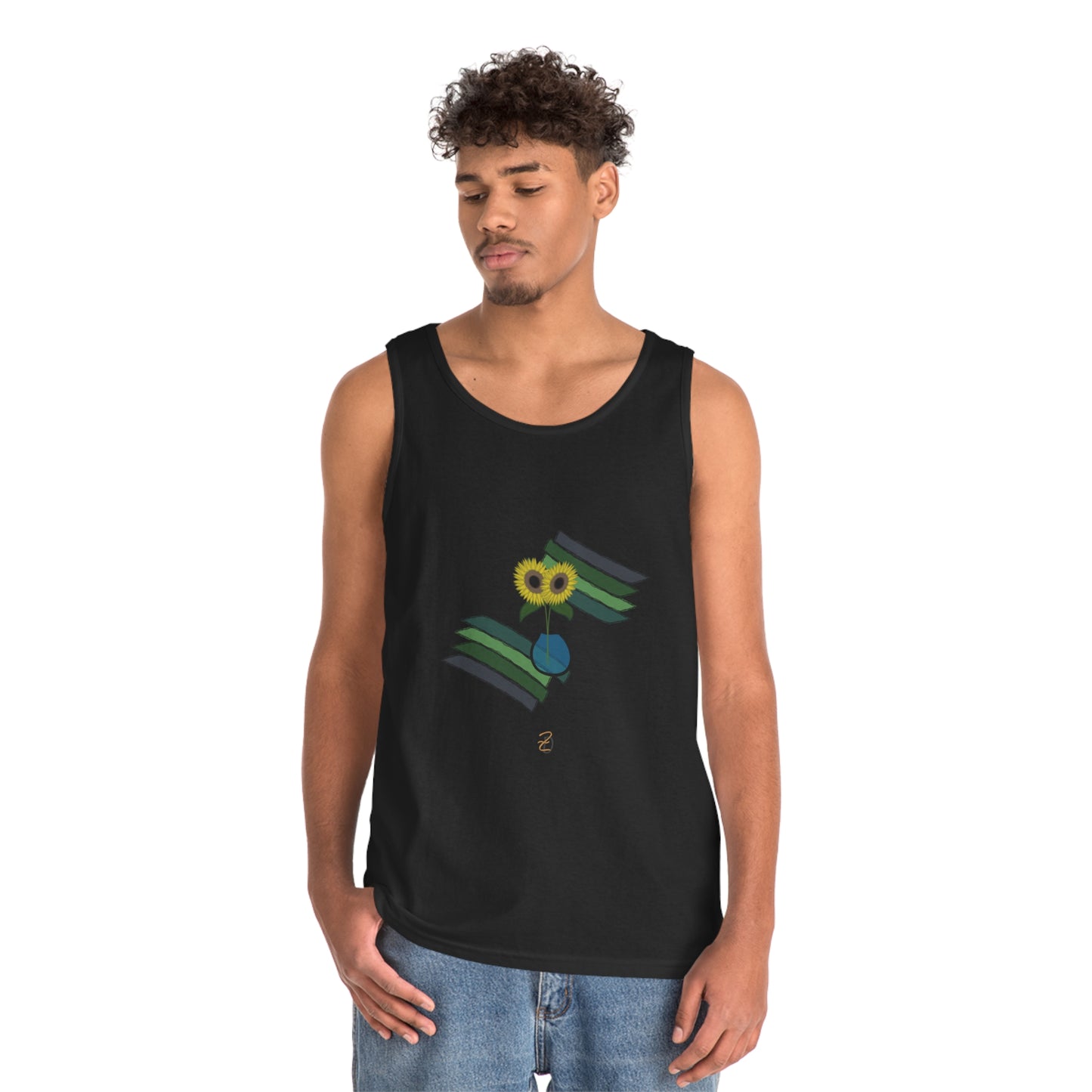 Sunflower Guitar Vase Unisex Tank Top - Design 7702