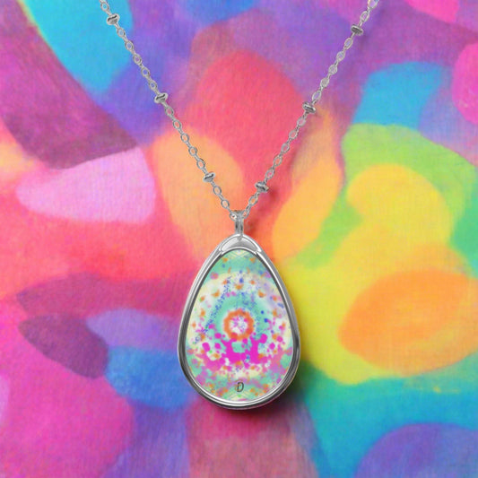 Digital Dye Splat Oval Necklace - Design 7710