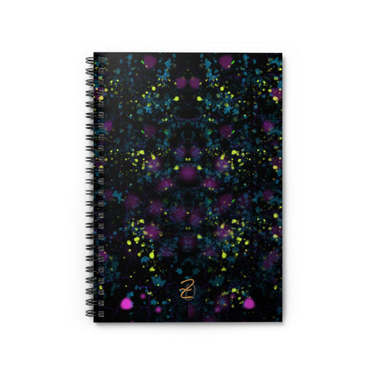 Digital Dark Splatter Ruled Spiral Notebook - Design 7703