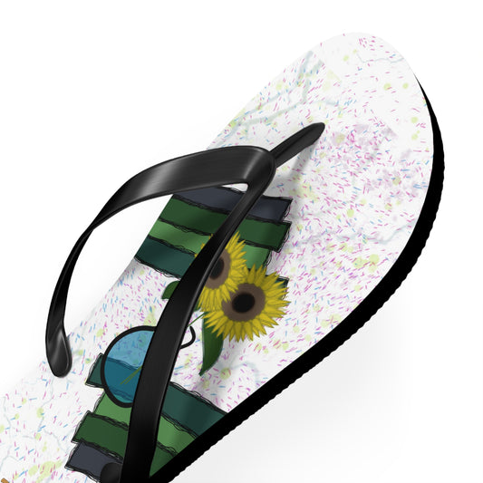 Sunflower Guitar Vase Flip Flops- Design 7702