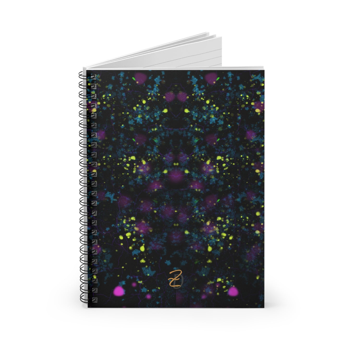 Digital Dark Splatter Ruled Spiral Notebook - Design 7703