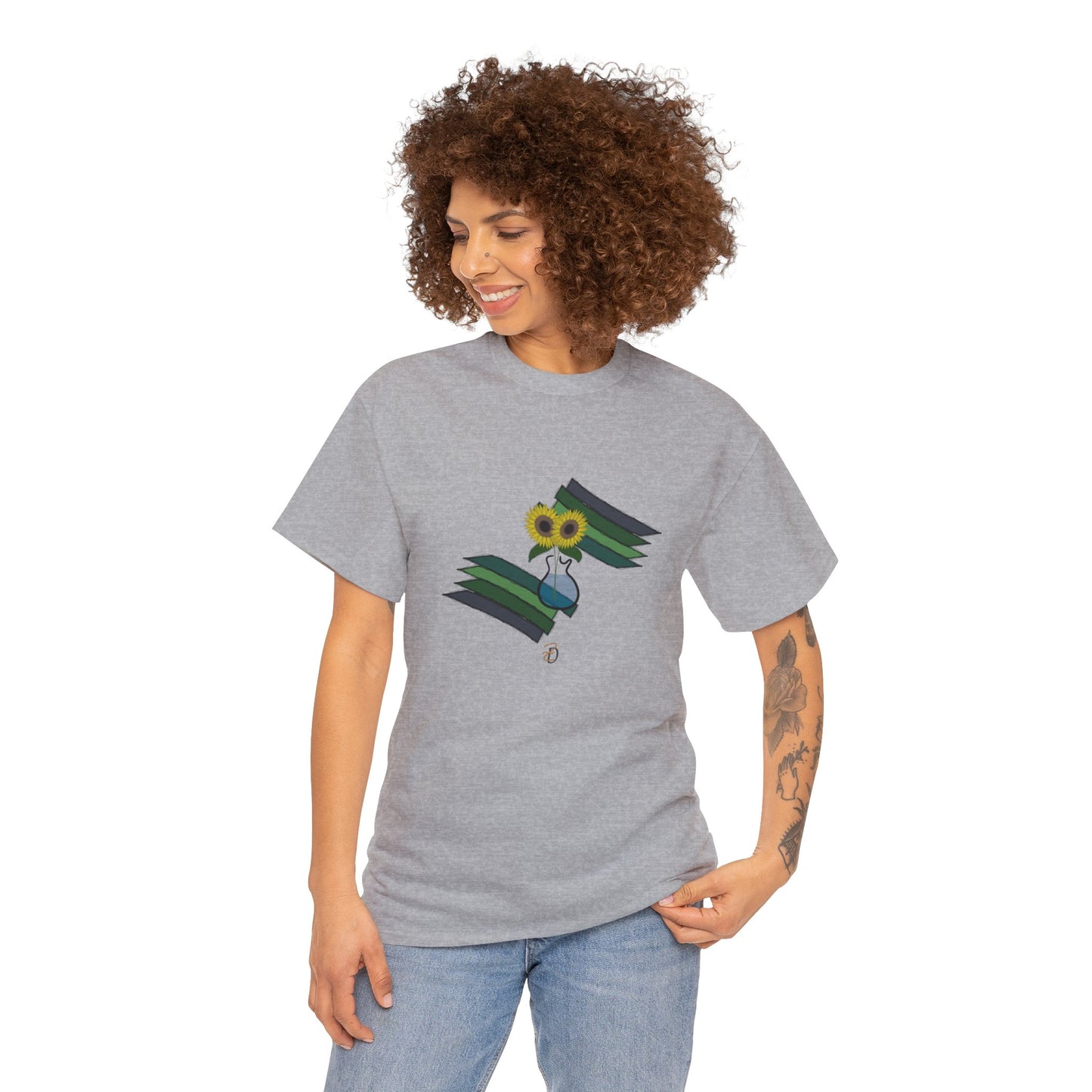 Unisex T-Shirt - Sunflower Guitar Vase Design 7702