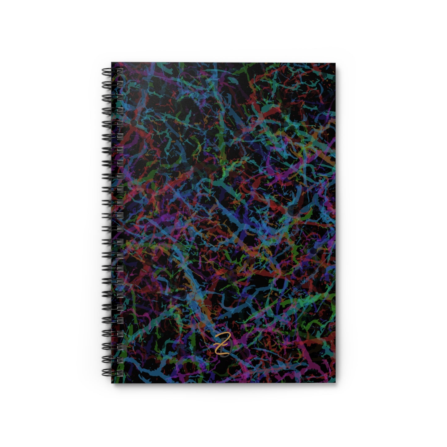 Dark Rainbow Lightening Ruled Spiral Notebook - Design 7712