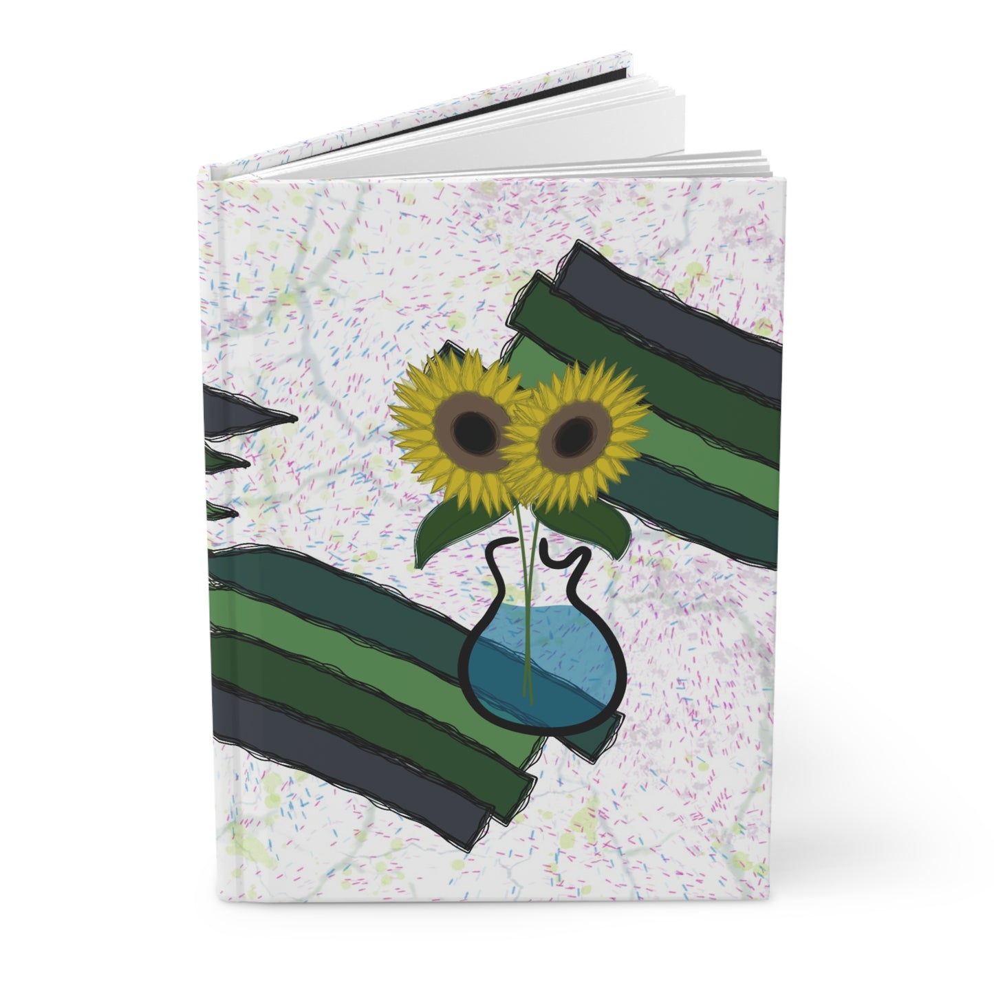 Sunflower Guitar Vase Hardcover Journal - Design 7702