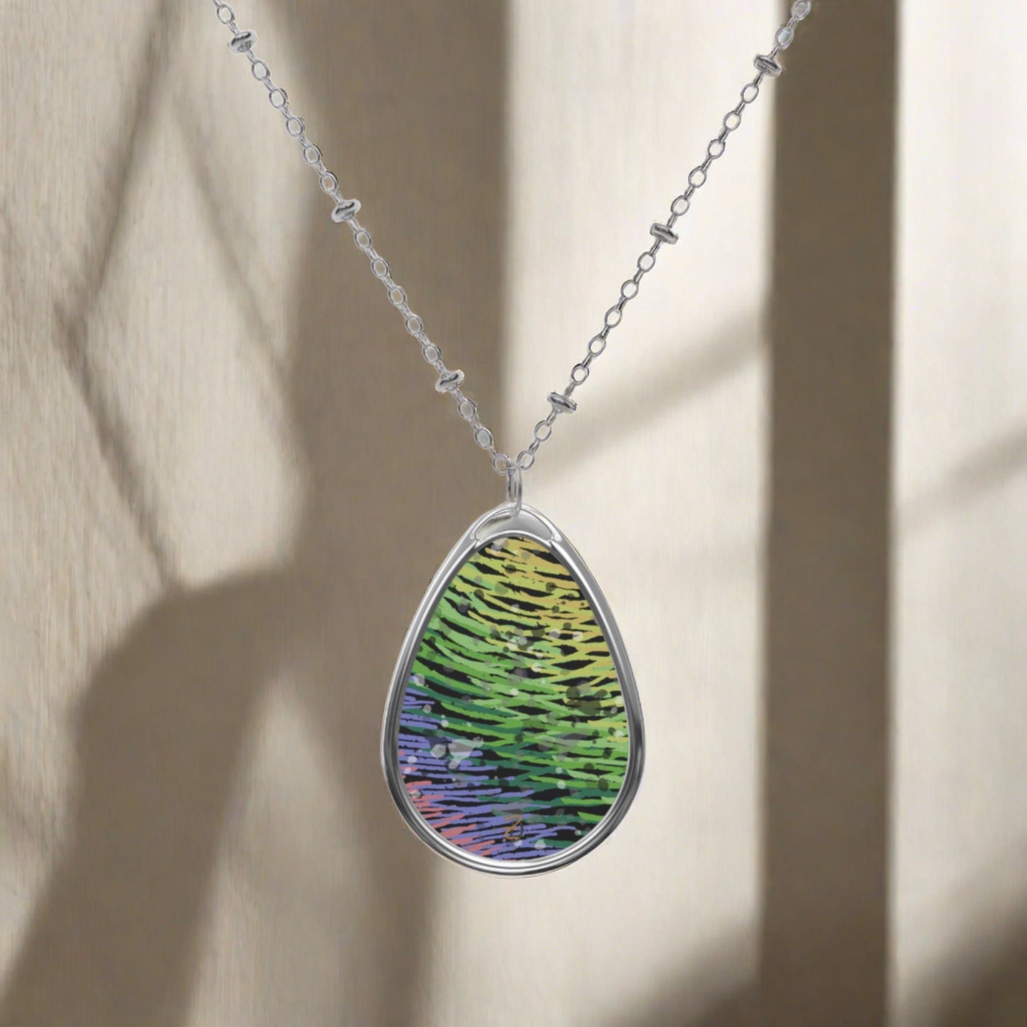 Nighttime Rainbow Oval Necklace - Design 7717