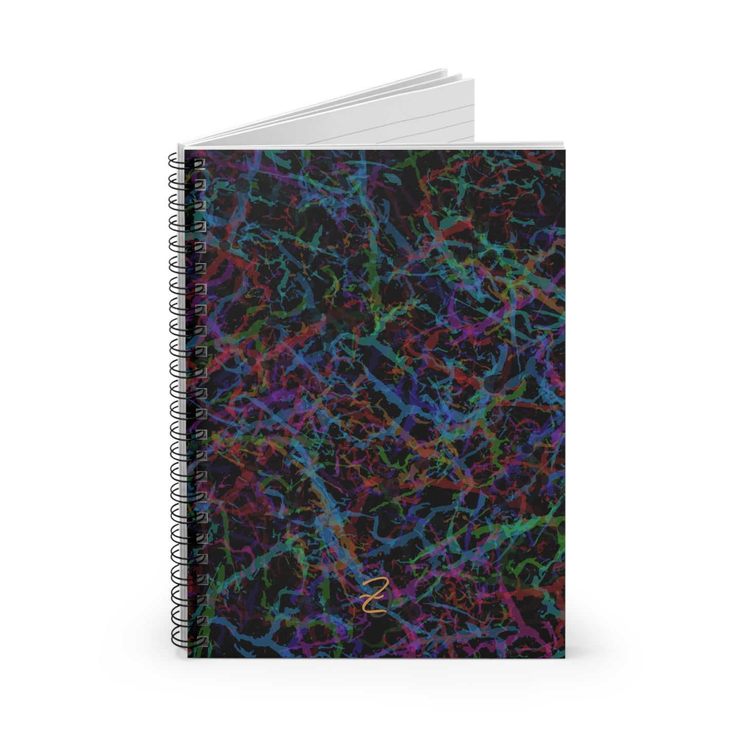 Dark Rainbow Lightening Ruled Spiral Notebook - Design 7712